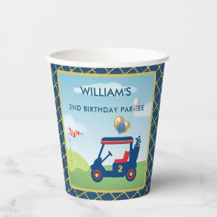 Vasos De Papel Boy Golf Tema Fiesta del Segundo Cumpleaños