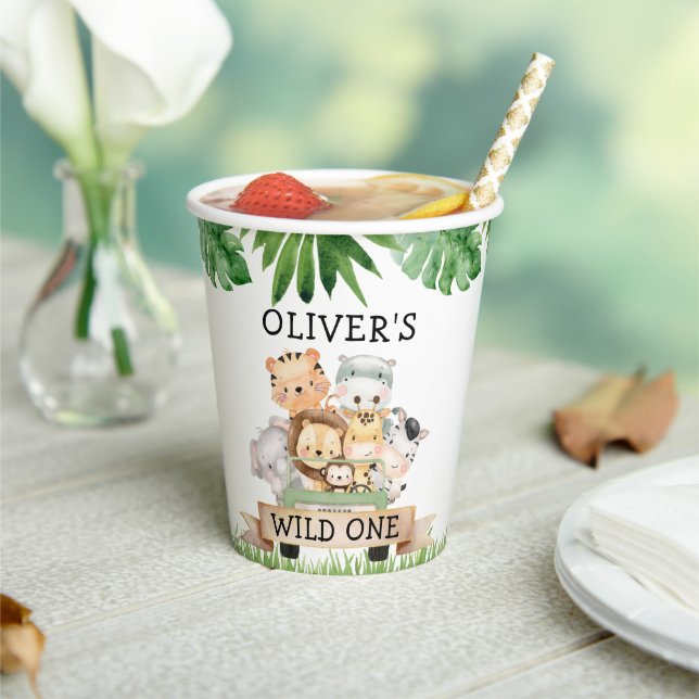 Vasos De Papel Boy Jungle Wild One Birday Paper Cups (in situ)
