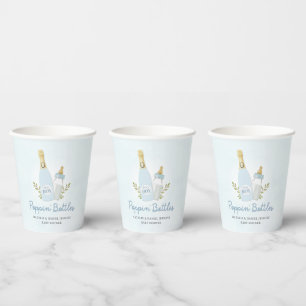 Vasos De Papel Boy Poppin Botellas Baby Shower Blue