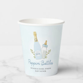 Vasos De Papel Boy Poppin Botellas Baby Shower Blue