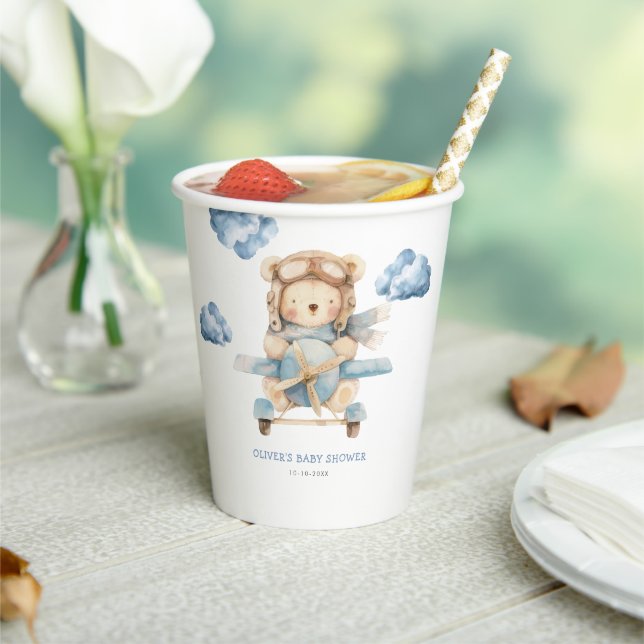 Vasos De Papel Boy Teddy Bear Baby Shower (in situ)