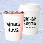 Vasos De Papel Boys BBQ Grill Cookout 18th Birthday Party<br><div class="desc">Comamos,  bebamos,  asados y refresquemos con estos vasos de papel de cocina de barbacoa en blanco y negro,  para editar el nombre y la ocasión pulse sobre el botón de personalización.</div>
