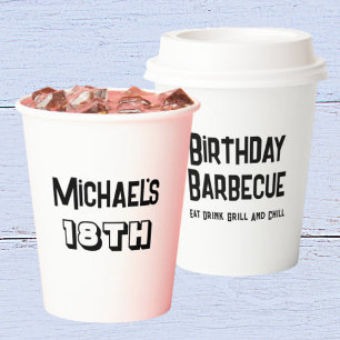 Vasos De Papel Boys BBQ Grill Cookout 18th Birthday Party