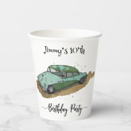 Vasos De Papel Boys birthday party with two toned sedan