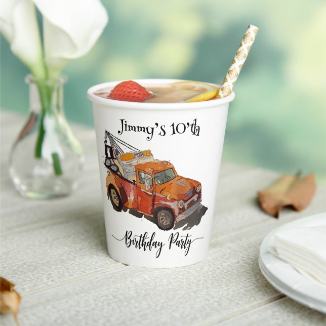 Vasos De Papel Boys birthday party with wrecker (in situ)