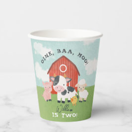 Vasos De Papel Boys Farm Animal Barnyard Cute 2nd Birthday