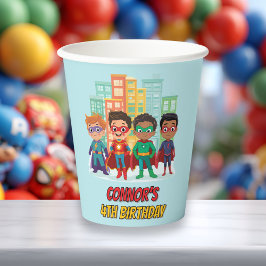 Vasos De Papel Boys Superhero Birthday Party Paper Cup