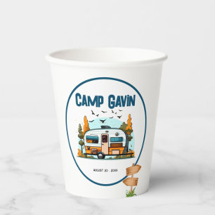 Vasos De Papel Boys vintage camper al aire libre cumpleaños