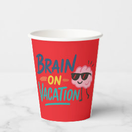 Vasos De Papel Brain on Vacation 8oz Paper Cup | Funny Retro
