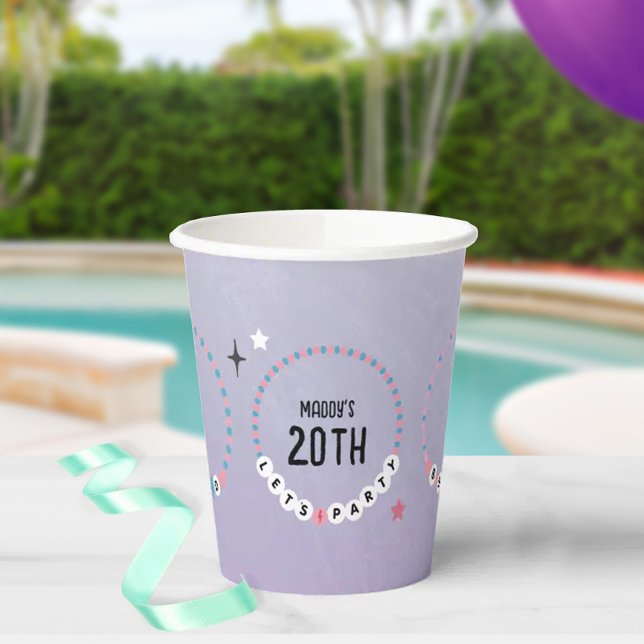 Vasos De Papel Brazaletes de amistad Cumpleaños Púrpura (Subido por el creador)