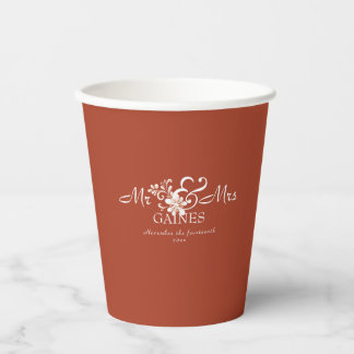 Vasos De Papel Brick Red Shabby Chic Mr & Mr Wedding Paper cup
