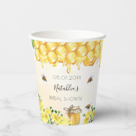 Vasos De Papel Bridal Shower abejas honeycomb floral amarillo