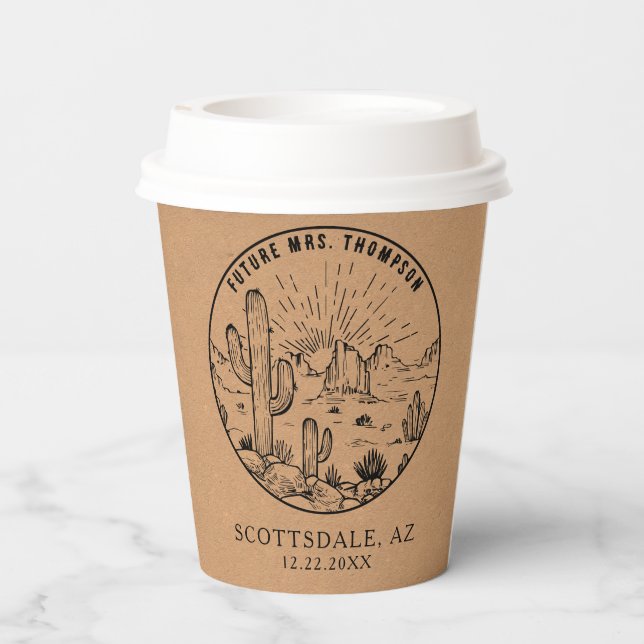 Vasos De Papel Bridal Shower Coffee Bar Boda del desierto persona (Reverso )