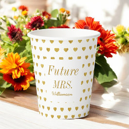 Vasos De Papel Bridal Shower Future Sra. Gold Hearts Moda