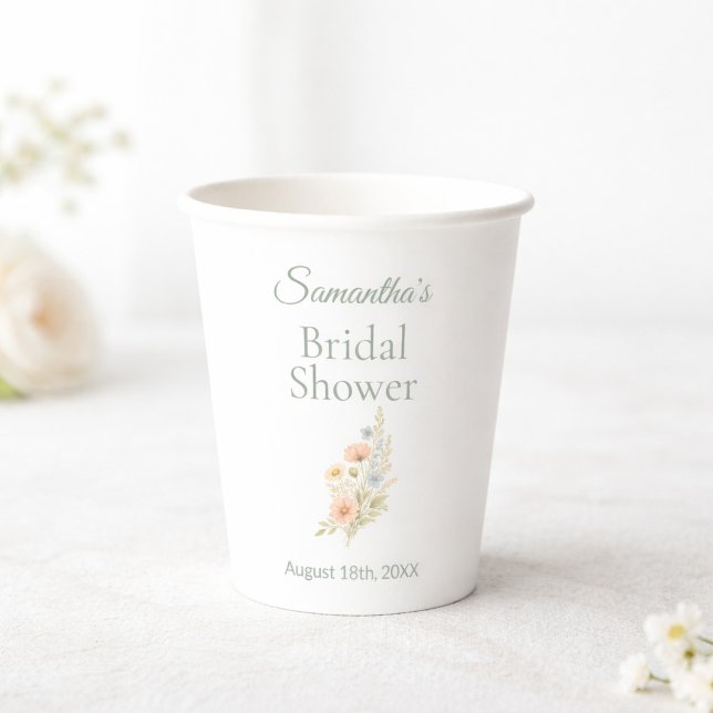 Vasos De Papel Bridal Shower Wildflower Garden Party  (Subido por el creador)