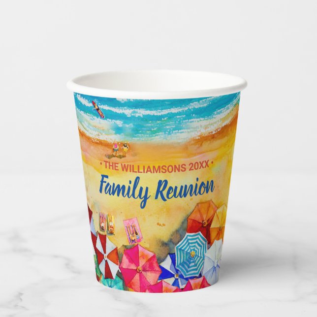 Vasos De Papel Bright Beach Umbrelles (Anverso)