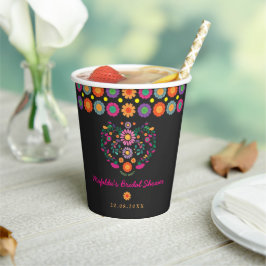 Vasos De Papel Brillante Fiesta Patrón Floral Mexicano Despedida