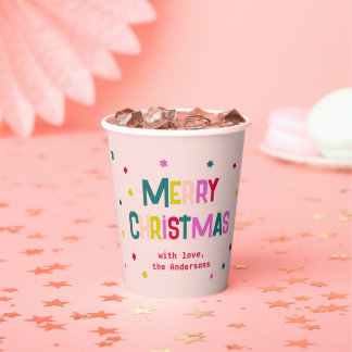 Vasos De Papel Brillante y alegre moro moderno Navidad Rubor rosa
