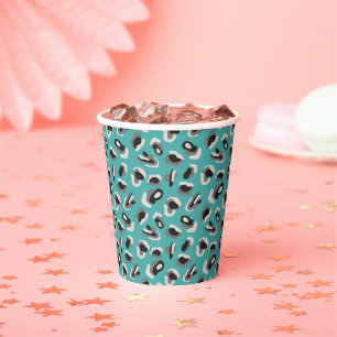 Vasos De Papel Brillante y divertido Aqua Green Camo/Animal Print