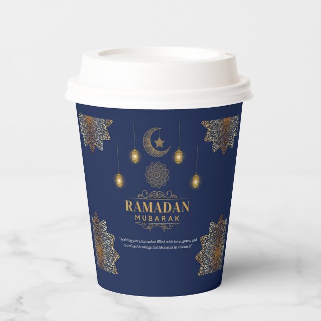 Vasos De Papel Brillo de Linterna Elegante Saludo de Ramadan (Anverso)
