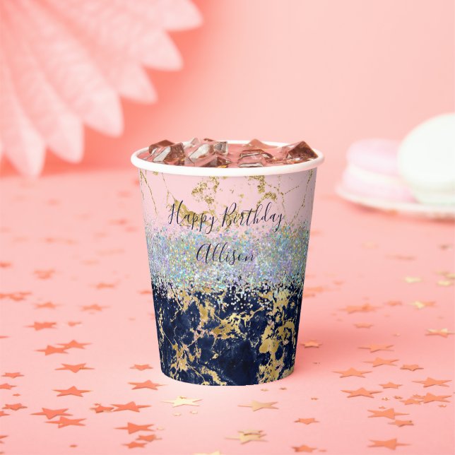 Vasos De Papel Brillo y mármol personalizados  (in situ)