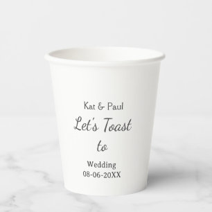 Vasos De Papel Brindemos por la boda nombre fecha simple pareja