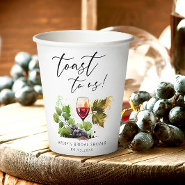 Vasos De Papel Brindis Chic Para Nosotros Acuarela Tema de Vino