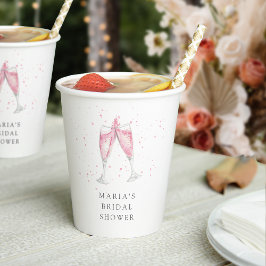 Vasos De Papel Brindis de Boda Personalizado con Champán Rosado