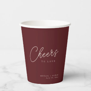 Vasos De Papel Brindis Minimalista de Vino Profundo al Amor