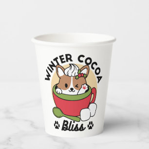Vasos De Papel Bromas de cacao en invierno - Perro lindo en diseñ