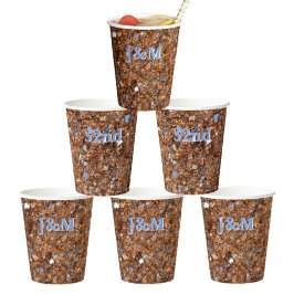 Vasos De Papel Bronce de vidrio dorado con iniciales