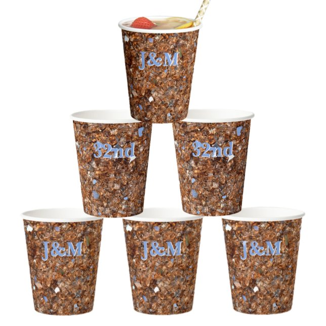 Vasos De Papel Bronce de vidrio dorado con iniciales (Subido por el creador)