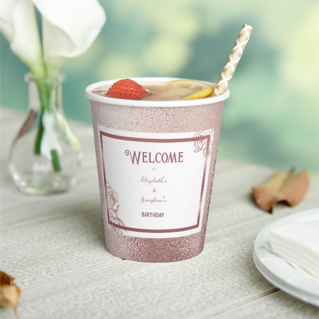 Vasos De Papel Bronze Adultos Doble Conjunta de cumpleaños gemelo (in situ)