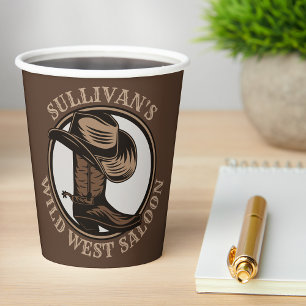 Vasos De Papel Brotes de Cowboy West Saloon personalizados