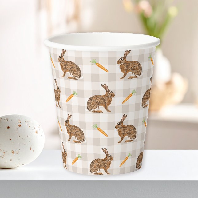 Vasos De Papel Brown Bunnies And Carrots Rustic Rabbit Pattern (Subido por el creador)