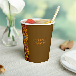 Vasos De Papel Brown deja la cena feliz día de Acción de Gracias