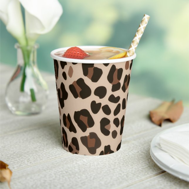 Vasos De Papel Brown Leopard Pattern Jungle Animal Safari  (in situ)