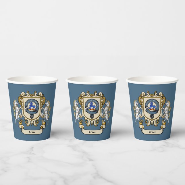 Vasos De Papel Bruce Clan Badge Blue Personalizado (Multi)