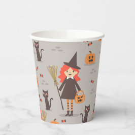 Vasos De Papel Bruja de Halloween, calabaza, gato negro