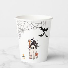 Vasos De Papel Bruja fantasma de Halloween con cuarto y calabaza