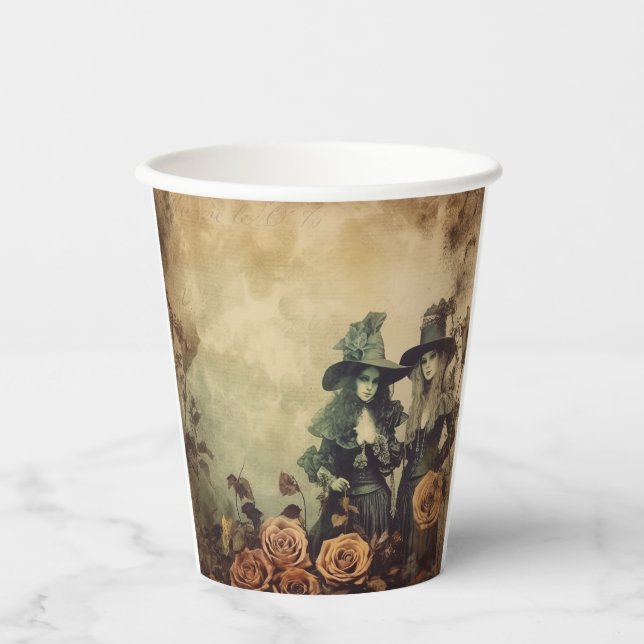 Vasos De Papel Brujería de Halloween vintage (7) (Anverso)