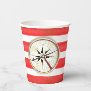 Vasos De Papel brújula pirata a rayas