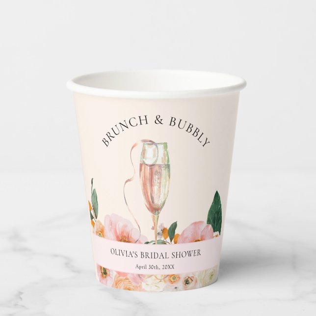 Vasos De Papel Brunch & Bubbly Boho Floral Champagne (Anverso)