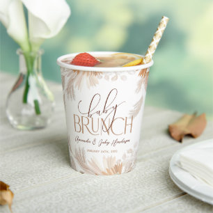 Vasos De Papel Brunch de Baby Shower Neutral Pampas Baby