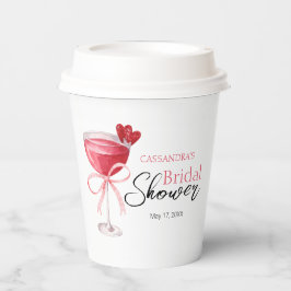 Vasos De Papel Brunch de cóctel moderno con lazo rosa para desped