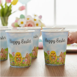 Vasos De Papel Brunch de Pascua con Pollito Conejo de Pascua Fies