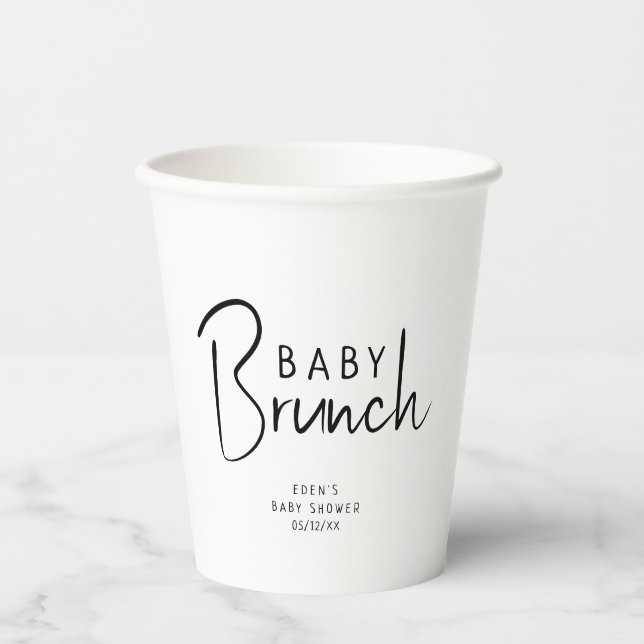 Vasos De Papel Brunch Neutral Simple Moderno para Bebés (Anverso)