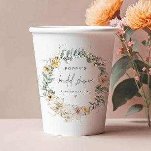 Vasos De Papel Brunch Nupcial de Amapola Pastel Acuarela