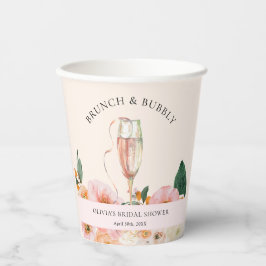 Vasos De Papel Brunch y burbujeante champán floral bohemio