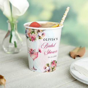 Vasos De Papel Brunéi Floral Y Ducha De Novias De Buceo